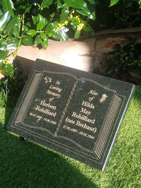 Memorial Grave Plaque Stone Engraved Bible Headstone Open Book Granite Marker Headstones