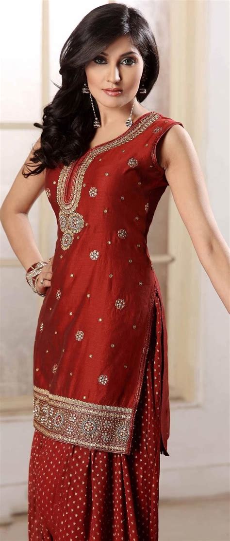 Red Chanderi Silk Salwar Suit Shop Now Utsavfashion Com Store Sarees
