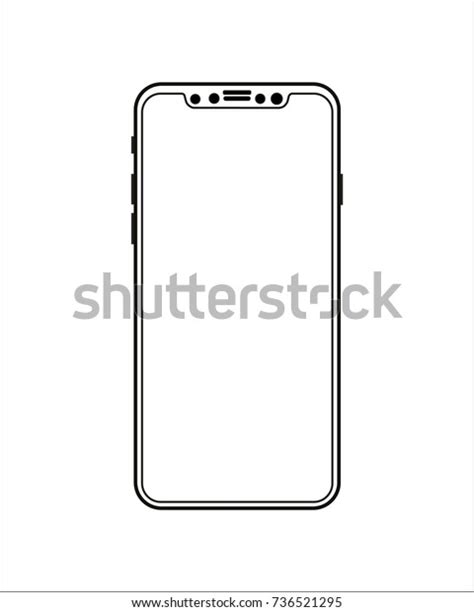 Outline Modern Phone Similar Iphone X Stock Vector Royalty Free 736521295