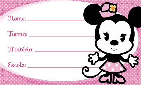 Minnie Rosa Cute Etiqueta Escolar Imagem Legal