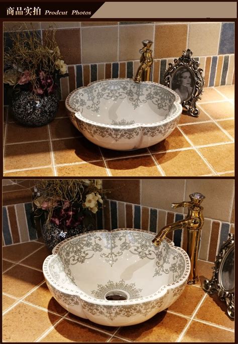 Europe Vintage Style Ceramic Art Basin Sinks Counter Top Wash Basin