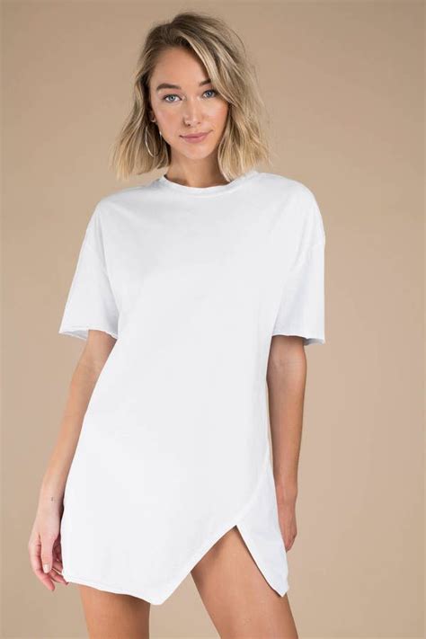 Over You Overlap T Shirt Dress White Tshirt Dress Tee Shirt Dress T