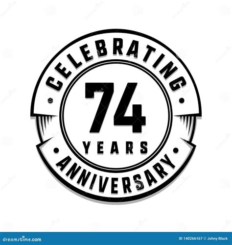 74 Years Anniversary Logo Template 74th Vector And Illustration Stock