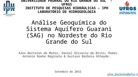 PPTX ANÁLISE PRELIMINAR DAS CARACTERÍSTICAS HIDROGEOQUÍMICAS DO