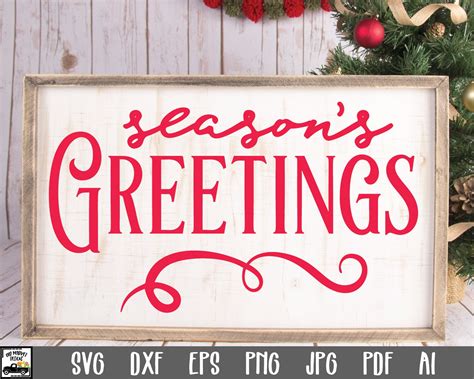 Seasons Greetings Svg Cut File Christmas Svg File Etsy