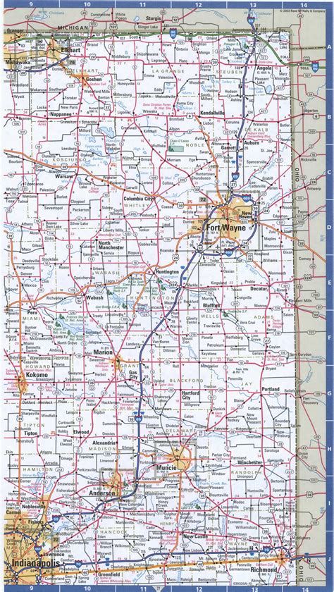 Map Of Indiana Northern Free Highway Road Map In With Cities Towns