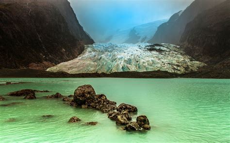 Landscape Nature Mist Glaciers Lake Chile Mountain Cold Water
