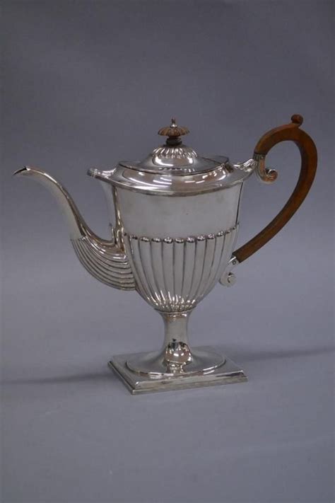 19th Century Sheffield Plate Half Fluted Tea Pot Tea And Coffee Pots