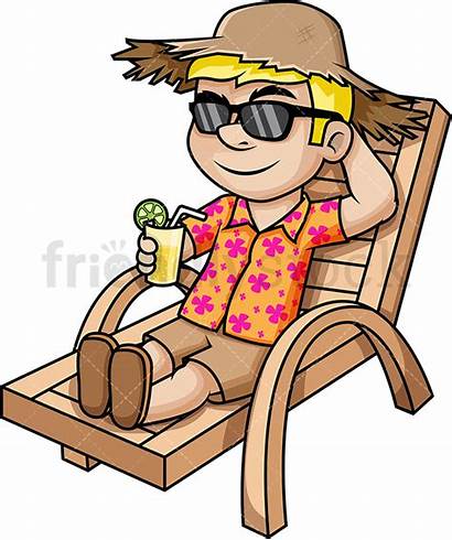Relaxing Beach Vacation Clipart Summer Guy Cartoon