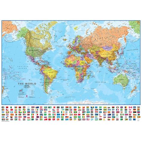 World 130 Wall Map Laminated Educational Poster Poster