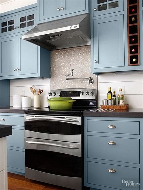 If you have a smaller kitchen, this layout. Kitchen Cabinet Paint Color with Gorgeous Blue - For ...