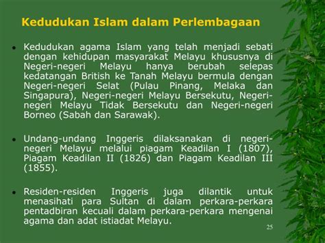 Oleh itu, perlembagaan telah menetap beberapa perkara bagi menjamin kedudukan islam. PPT - ISLAM DALAM TAMADUN MELAYU SERTA PERANANNYA DALAM ...