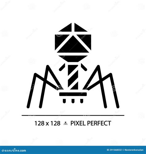 2d Glyph Style Black Bacteriophage Simple Icon Stock Illustration