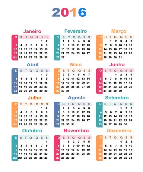 Base Calendário 2016 Português Calendários Grátis