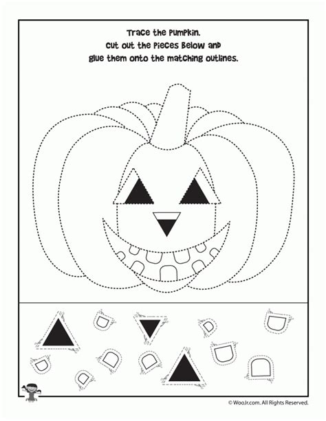 Preschool Halloween Worksheets Tracing Cutting And Matching Woo Jr