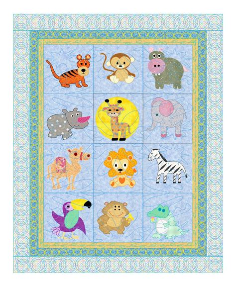 Baby Quilt Pattern Animals - Safari Pets 12 animals from the | Baby