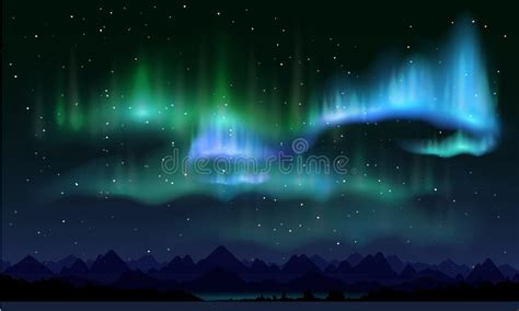 Realistic Northern Lights Vector Illustration Aurora Borealis Poster