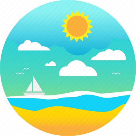 Beach Ocean Sail Sand Summer Sun Waves Icon