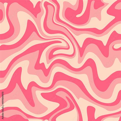 Vecteur Stock 1970 Wavy Swirl Seamless Pattern In Pink And Beige Colors