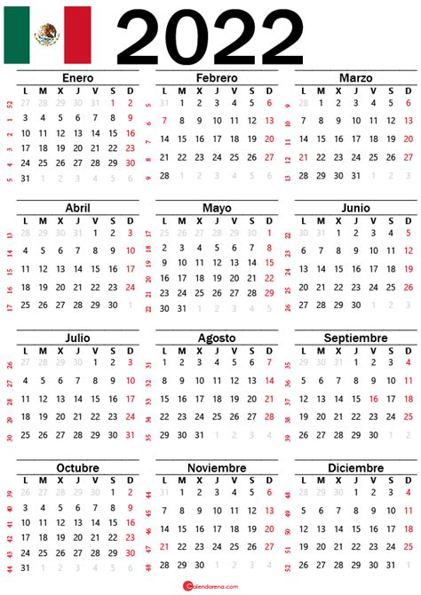 Calendario 2022 Mexico Con Días Festivos Para Imprimir Calendario Con