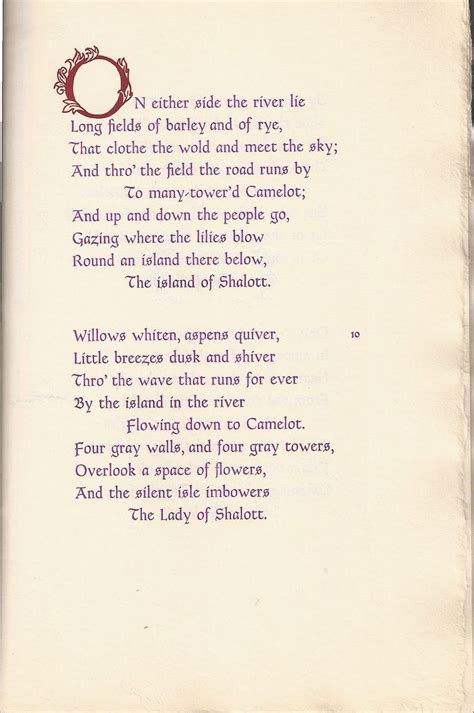 The Lady Of Shalott Poem The Text Of The Lady Of Shalott Printed