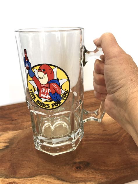 1988 Budweiser Bud Man Stein Large Glass Beer Mug Holds 32 | Etsy