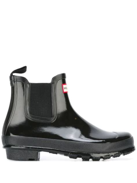 Hunter Original Refined Chelsea Waterproof Rain Boot In Black Modesens