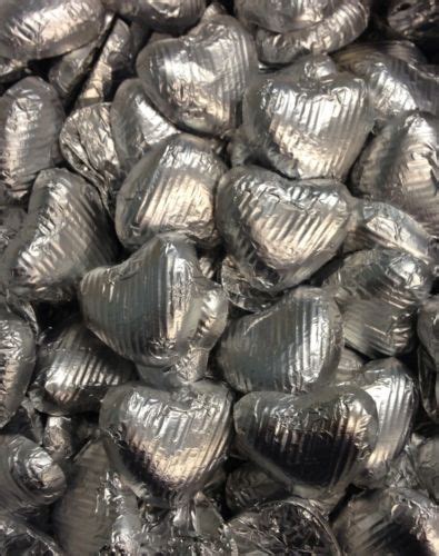 100 Silver Foil Chocolate Love Hearts Wedding Favours Valentines The