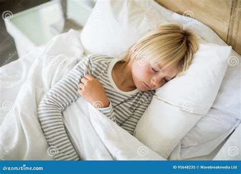 Boy Sleeping On Bed In The Bedroom Stock Image Image Of Household