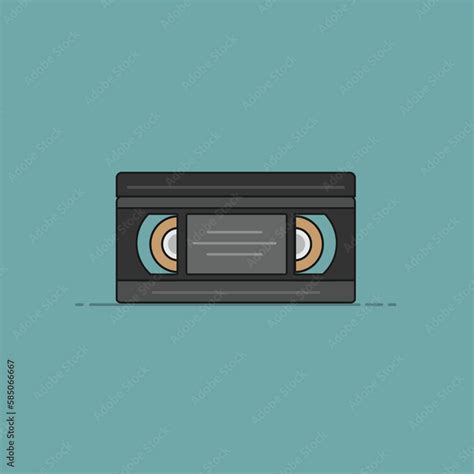 minimalist illustration of vhs video cassette tape flat icon retro tech 90s 80s nostalgia