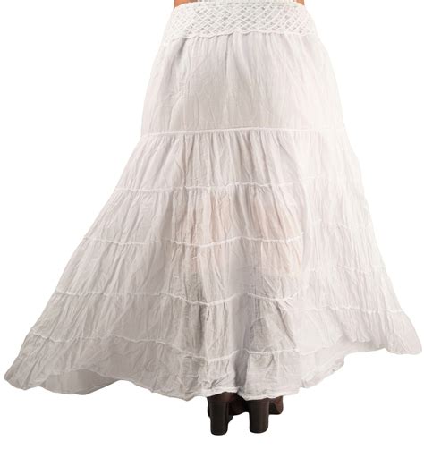 White Gypsy Skirt Boho Skirts Tiered Cotton Peasant Etsy