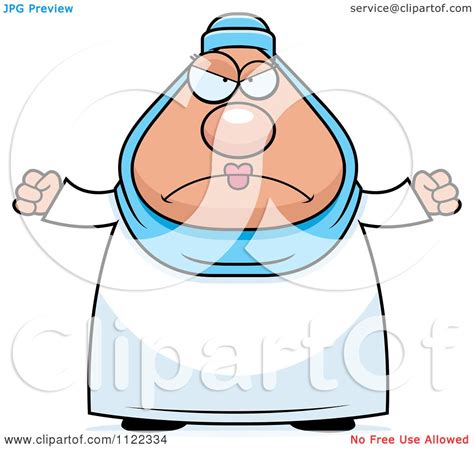Cartoon Of A Mad Chubby Muslim Woman Royalty Free Vector Clipart By