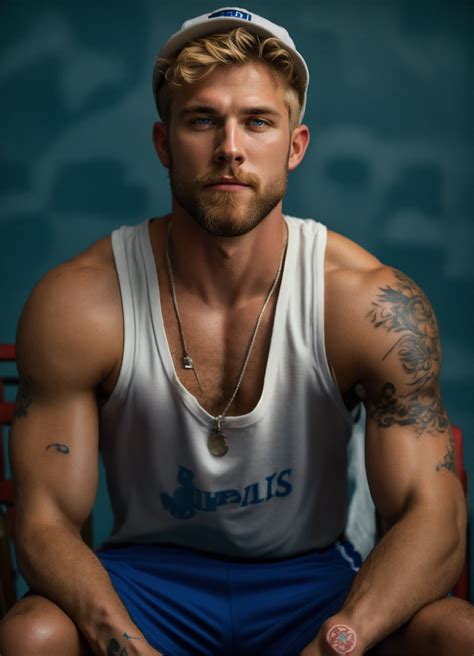 Lexica Realistic Photo Of A Masculine Blonde Haired Blue Eyed Jock