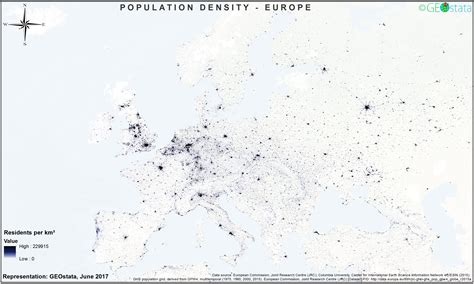 Population Density Map Of Europe X R MapPorn