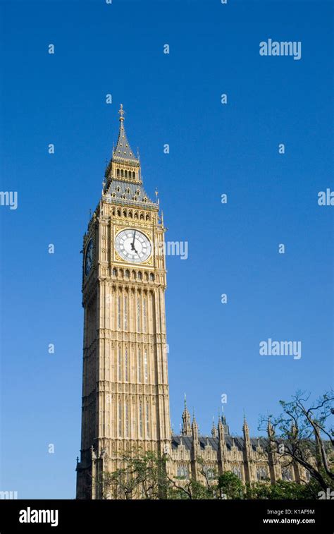 Low Angle View Of The Big Ben Clock Tower In The Palace Of Westminster
