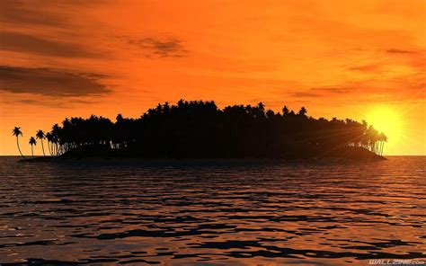 Sunset Tropical Island Hd Desktop Wallpaper Island
