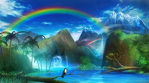 Download Wallpaper 3840x2160 Toucan Waterfall Rainbow