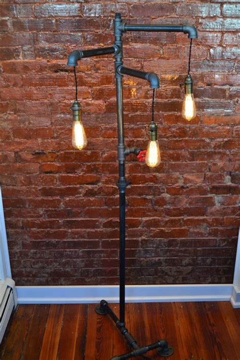 Pipe décor industrial floor lamp, vintage and rustic design dimmable standing lamp with base, diy with swag kit, minimalist retro steampunk farmhouse decor, 56 hanger design. Industrial Steampunk Floor Lamp Bronze Light by ...