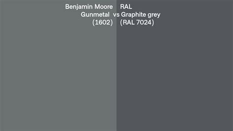 Benjamin Moore Gunmetal 1602 Vs Ral Graphite Grey Ral 7024 Side By