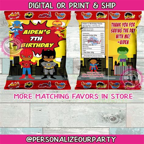 African American Super Hero Chip Bag Wrappers Superhero Chip Etsy