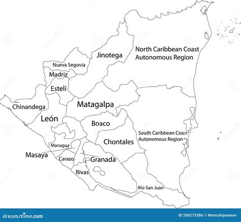 Mapa Blanco De Nicaragua Ilustración Del Vector Ilustración De Color