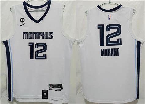 Mens Memphis Grizzlies 12 Ja Morant White With No6 Patch Stitched