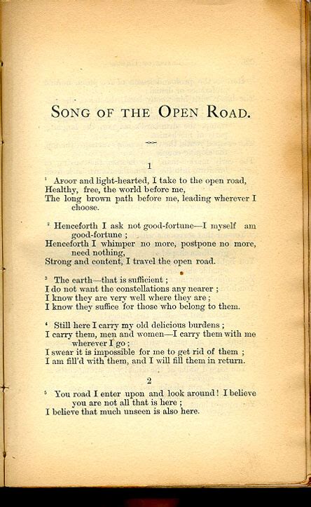 Song Of The Open Road Leaves Of Grass 1867 The Walt Whitman Archive