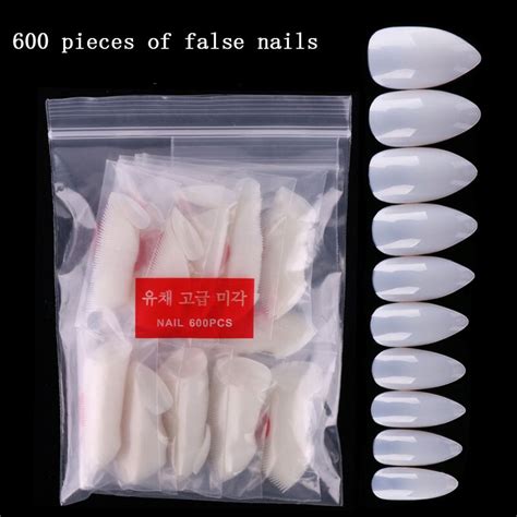 600pcspack Beauty Round Short Natural Nail Tips Salon Full Cover False