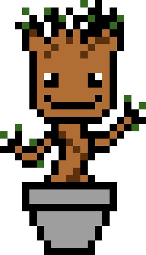 Download Baby Groot Grid Minecraft Pixel Art Full Size Png Image