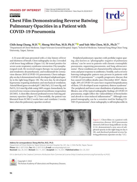 Pdf Chest Film Demonstrating Reverse Batwing Pulmonary Opacities In A