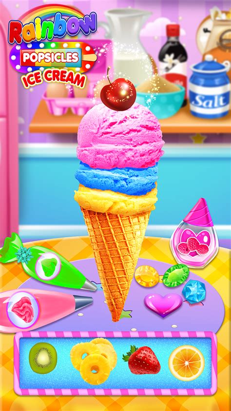 Rainbow Ice Cream Yum Kids Frozen Summer Desserts And Glitter Popsicles