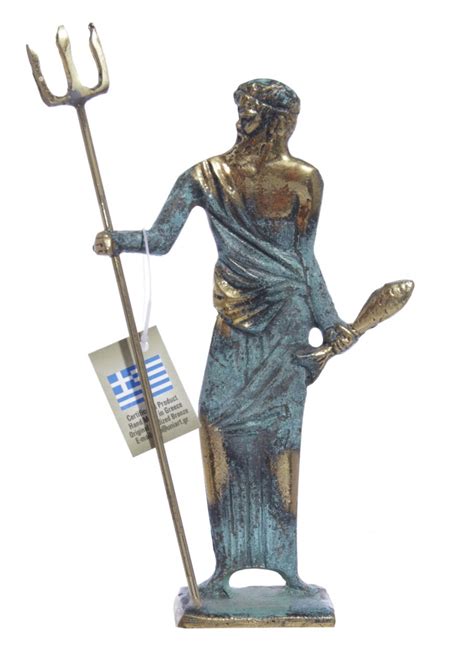 Bronze Statue Of Poseidon Holding His Trident