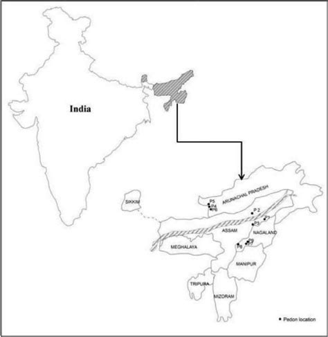 Map Showing North Eastern India And Location Of The Pedons Download
