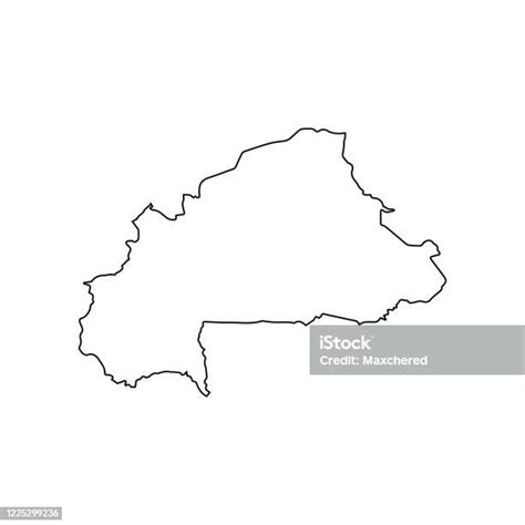 Burkina Faso Peta Line Outline Negara Afrika Peta Ilustrasi Vektor